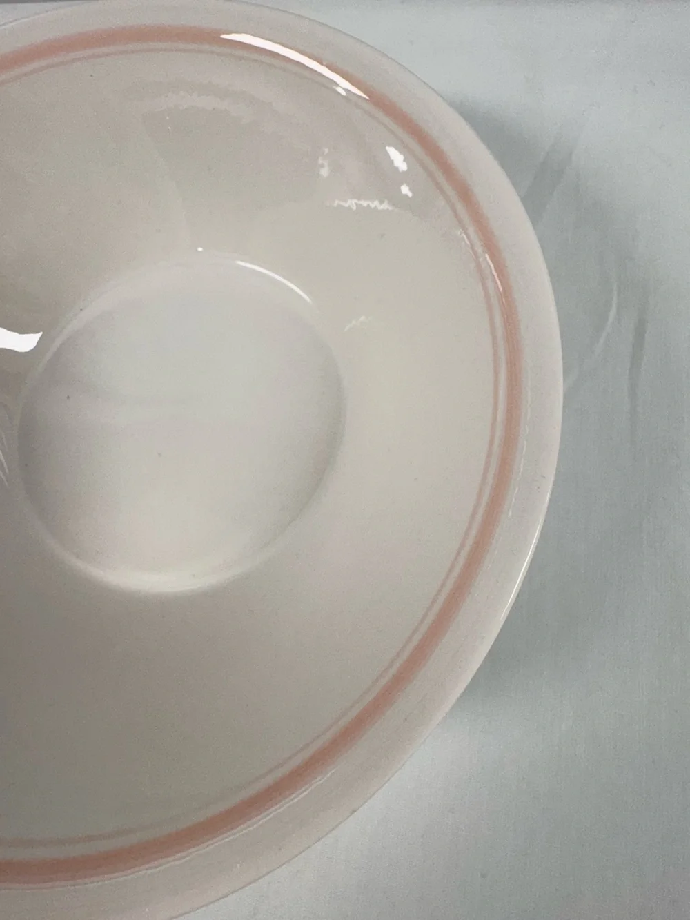 White Serving Bowl with Pink Trim Elegant Porcelain